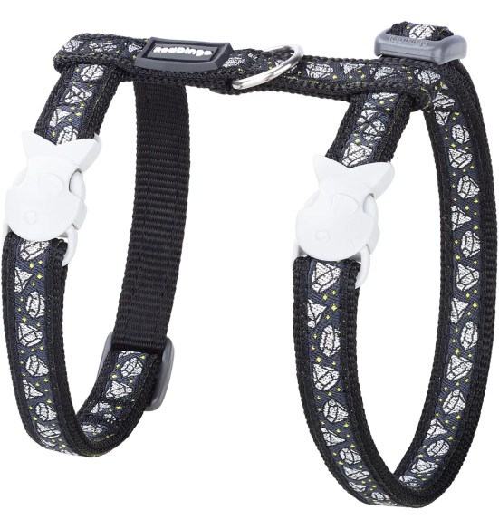 Kassi traksid ja jalutusrihm, disainmustriga Diamond Black (Red Dingo)