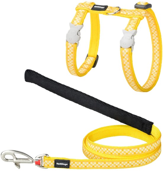 Kassitraksid ja jalutusrihm, disainmustriga Gingham Yellow (Red Dingo)