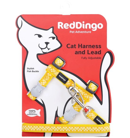 Kassitraksid ja jalutusrihm, disainmustriga Gingham Yellow (Red Dingo)