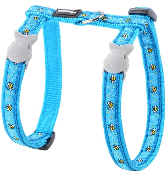 Traksid ja jalutusrihm kassile, disainmustriga Bumble Bee Turquoise (Red Dingo)