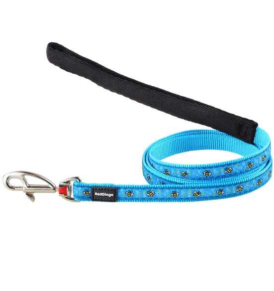 Traksid ja jalutusrihm kassile, disainmustriga Bumble Bee Turquoise (Red Dingo)