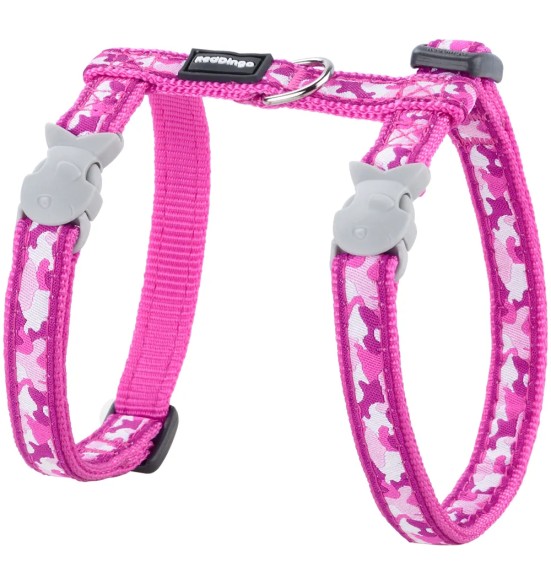 Traksid ja jalutusrihm kassile, disainmustriga Camouflage Hot Pink (Red Dingo)