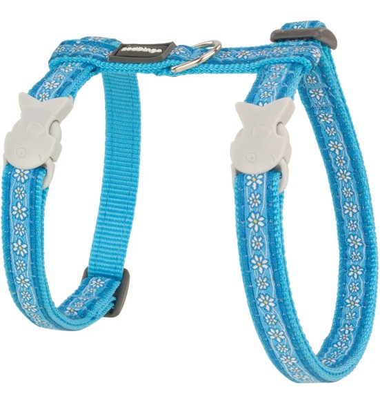 Traksid ja jalutusrihm kassile, disainmustriga Daisy Chain Turquoise (Red Dingo)