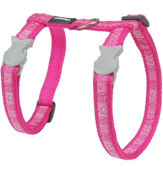 Traksid ja jalutusrihm kassile, disainmustriga Paw Impressions Hot Pink (Red Dingo)