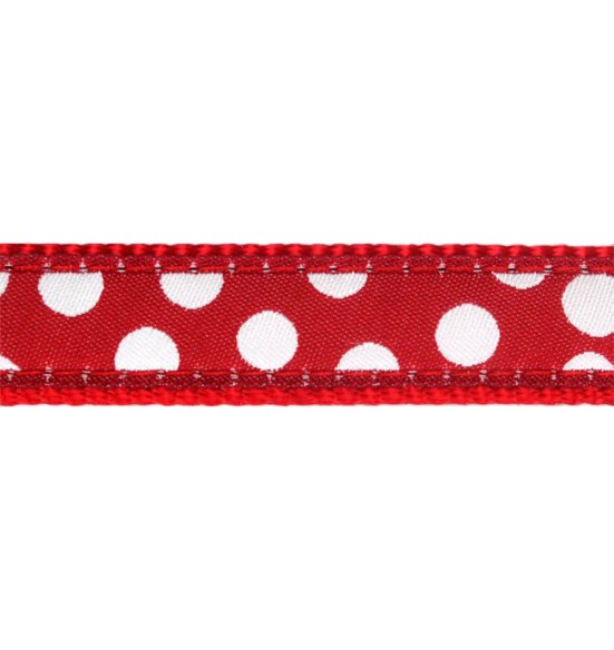 Текстильный поводок и шлейка для кошек с дизайнерским принтом White Spots on Red (Red Dingo)