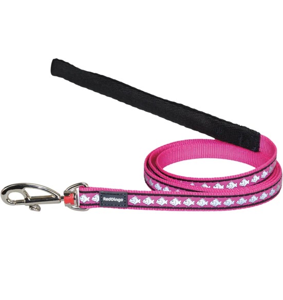 Traksid ja jalutusrihm kassile, helkurmustriga Reflective Fish Hot Pink (Red Dingo)