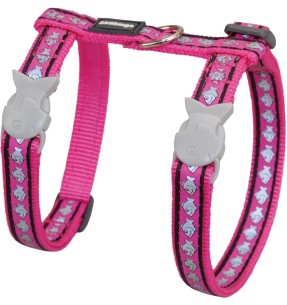 Текстильный поводок и шлейка для кошек с дизайнерским принтом Daisy Chain Turquoise (Red Dingo) – Шлейки и прогулочные поводки для кошек – Red Dingo – Valgekihv 2