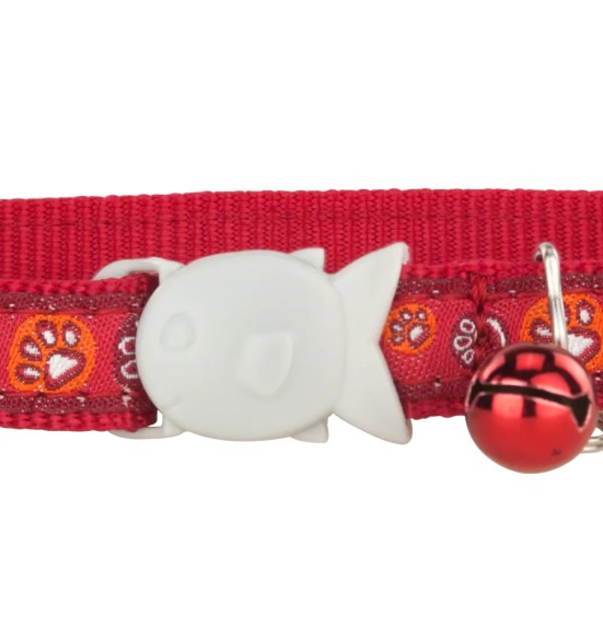 Ошейник для кошек с дизайнерским принтом Paw Impressions Red (Red Dingo)