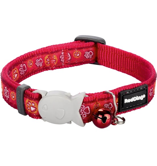 Ошейник для кошек с дизайнерским принтом Paw Impressions Red (Red Dingo)