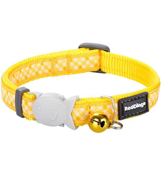 Ошейник для кошек с дизайнерским принтом Gingham Yellow (Red Dingo)