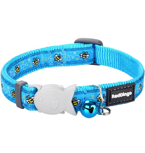 Ошейник для кошек с дизайнерским принтом Bumble Bee Turquoise (Red Dingo)