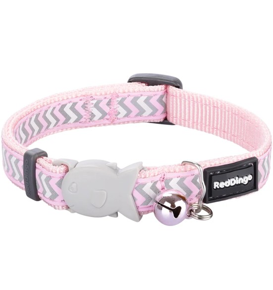 Kaelarihm kassile, helkurmustriga Reflective Ziggy Pink (Red Dingo)
