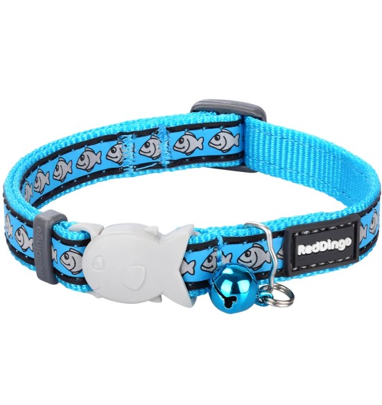 Ошейник для кошек со светоотражающим рисунком Reflective Fish Turquoise (Red Dingo)