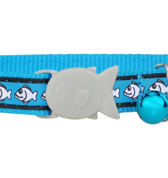 Ошейник для кошек со светоотражающим рисунком Reflective Fish Turquoise (Red Dingo)