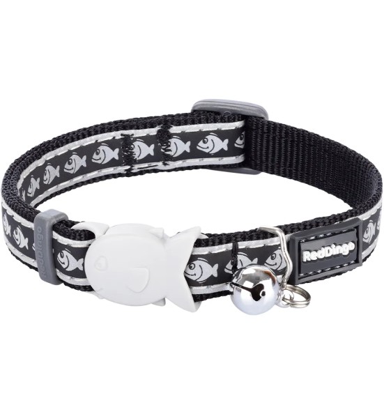 Ошейник для кошек со светоотражающим рисунком Reflective Fish Black (Red Dingo)
