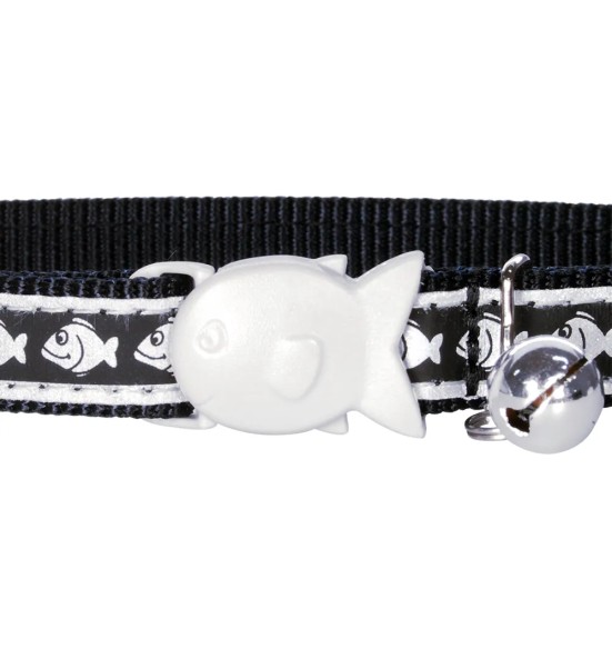 Ошейник для кошек со светоотражающим рисунком Reflective Fish Black (Red Dingo)
