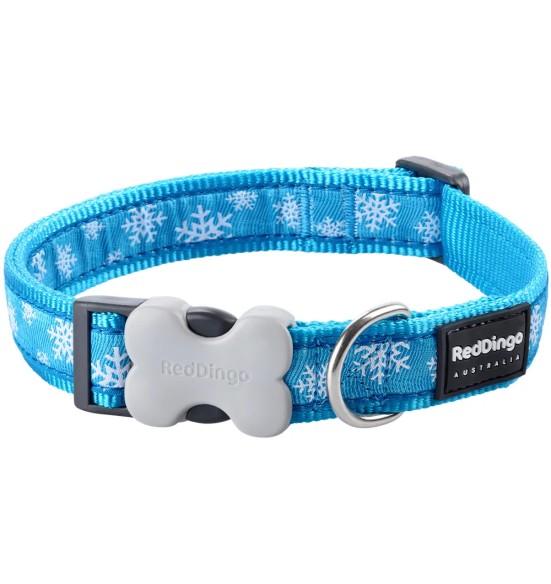 Ошейник для собак с дизайнерским принтом Snowflake Turquoise (Red Dingo)
