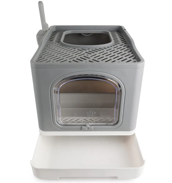 Туалет для кошек с двумя входами, складной, серый(AFP - Go Fresh)