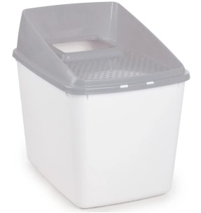 Hop In Giant suur kassi liivakast, valge-moka (Savic)–Kinnised liivakastid–Savic–Valgekihv