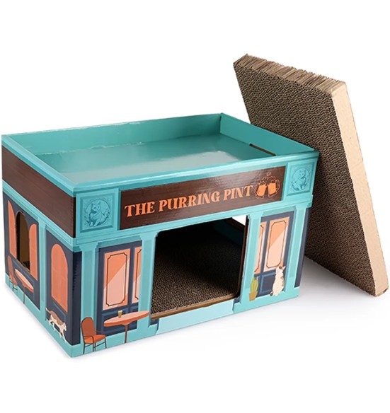Kassi kraapimisalus kartongist, naistenõgesega The Purring Pint Scratcher (AFP - Vintage)