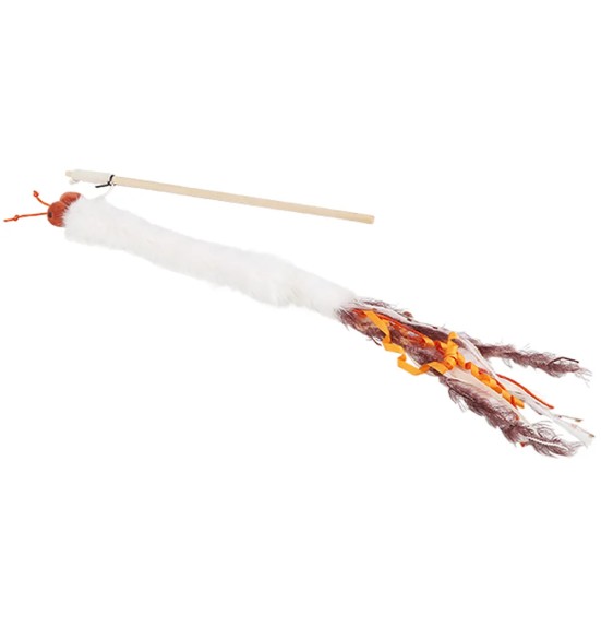 Игрушка для кошек удочка-дразнилка с хвостом из меха кролика Real Rabbit Fur Tail (AFP - Vintage)