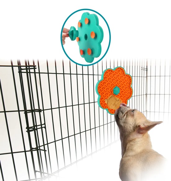 Lakkumismatt koerapuuri võre külge, iminappadega Lick‘A’Disk (AFP - Calming Pals)