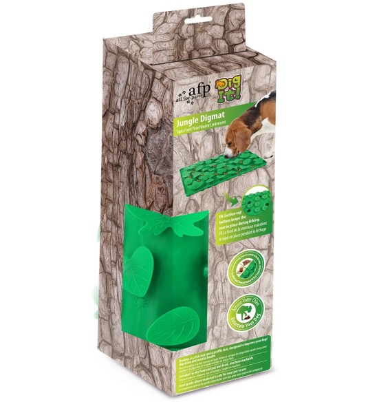 Kaks ühes - nuuskimismatt ja lakkumismatt koerale, puulehtedega Jungle Digmat (AFP - Dig It)