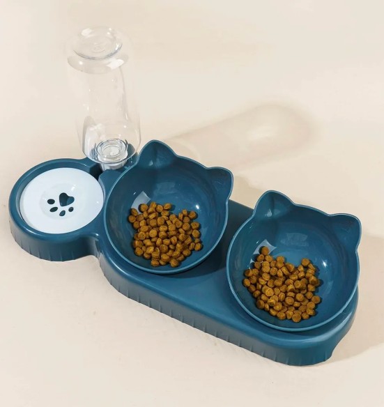 Kolmeosaline kauss koos automaatselt vett doseeriva joogipudeliga, 3 in 1 Pet Bowl (Pawise)