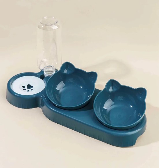 Kolmeosaline kauss koos automaatselt vett doseeriva joogipudeliga, 3 in 1 Pet Bowl (Pawise)