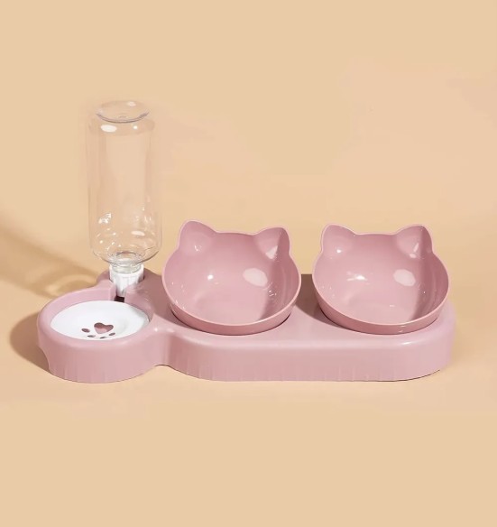 Kolmeosaline kauss koos automaatselt vett doseeriva joogipudeliga, 3 in 1 Pet Bowl (Pawise)