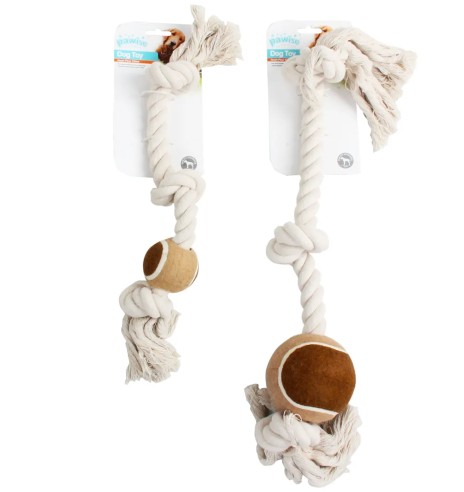 Köis-mänguasi koerale, tennisepalliga Rope Bone with Tennis Ball (Pawise)