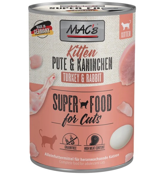 MAC`s консервы для котят ИНДЕЙКА И КРОЛИК (Superfood MACs Kitten Turkey & Rabbit)