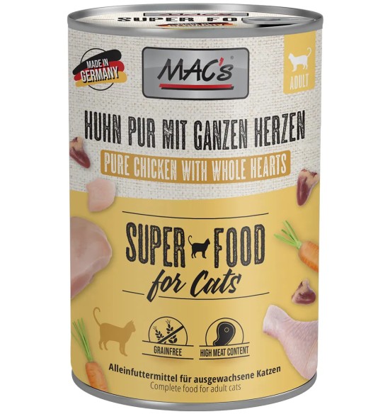 MAC`s консервы для кошек КУРИЦА И СЕРДЕЧКИ ДОМАШНЕЙ ПТИЦЫ (MACs Cat Pure Chicken with Whole Hearts)