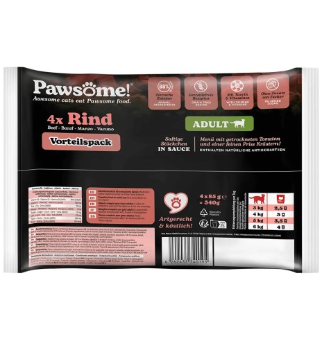 Pawsome! einekotike kassidele, veiseliha tükid...