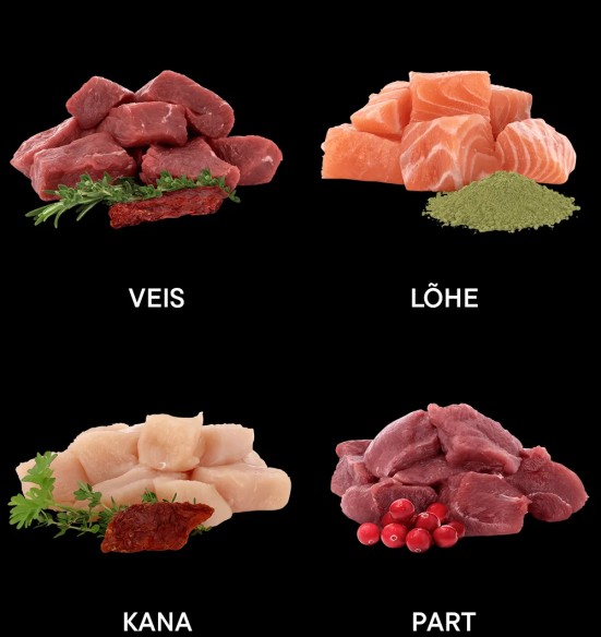 Pawsome! einekotikesed kassidele, MIX neljane pakk (veis, lõhe, kana, part)