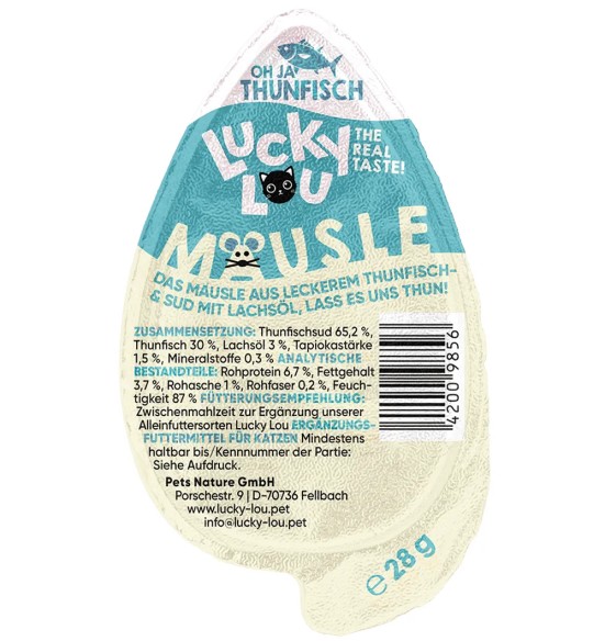 Lucky Lou Mäusle pasteet kassile tuunikalaga, monovalguline, teraviljavaba