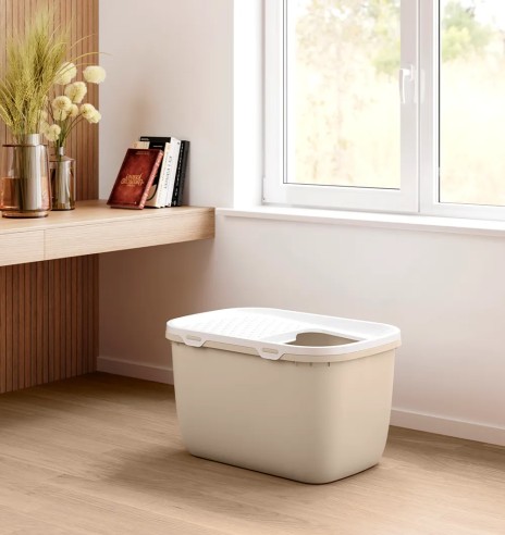 Hop In Giant suur kassi liivakast, valge-moka...