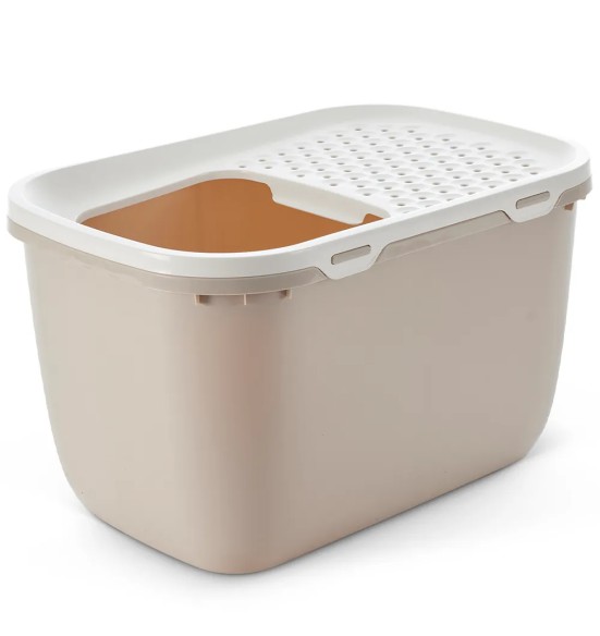 Hop In Giant suur kassi liivakast, valge-moka (Savic)