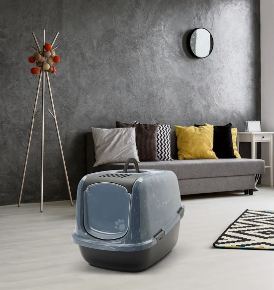 Nestor Jumbo Marble kinnine tualett kassile, antratsiit/must (Savic)