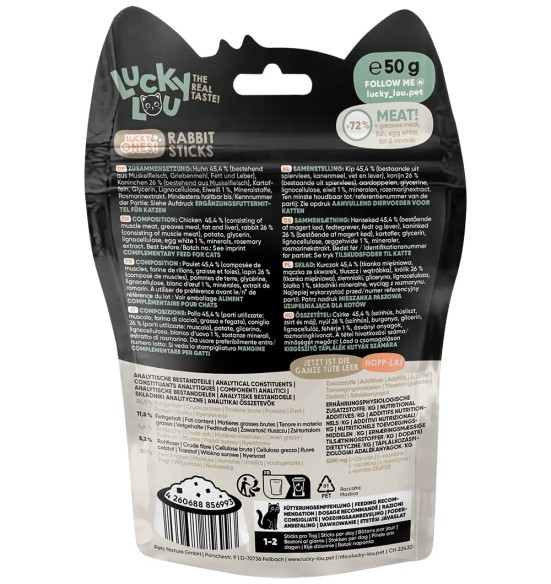 Lucky Ones kassimaius, jänese- ja kanalihaga pulgad (Lucky Lou)