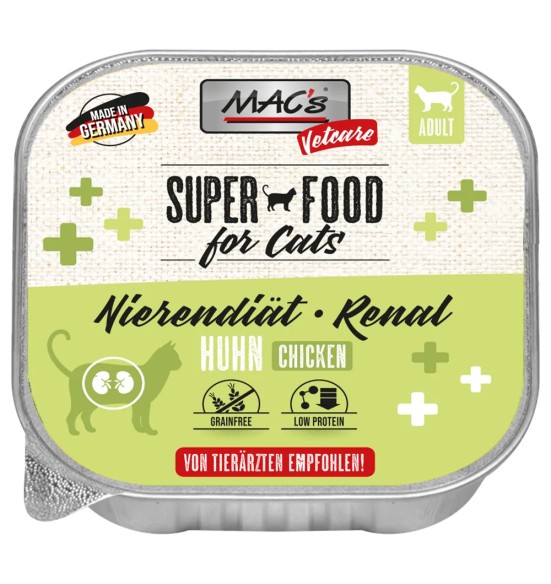 MAC's Vetcare RENAL kanalihaga, neerutalitlust toetav konserv kassile, kausike (Superfood Cat Chicken)
