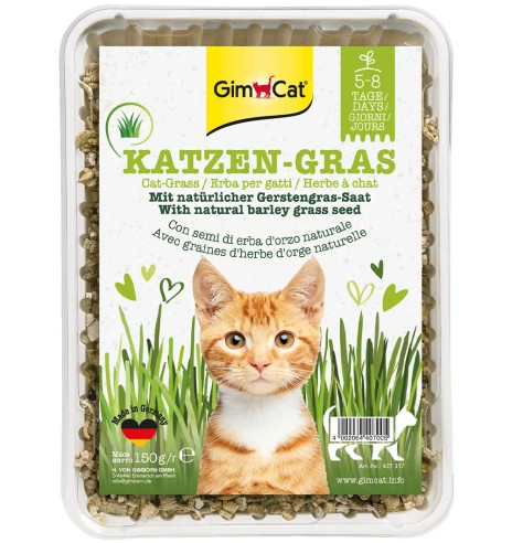 Трава для кошек из семян ячменя, в питательном субстрате Katzen-Gras (GimCat)