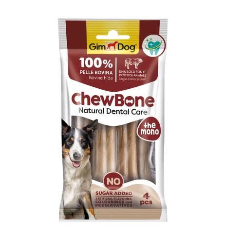 Presskont naturaalsest veisenahast, 9 cm 4 tk pakis, Chew Bone (Gim Dog)