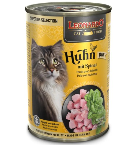LEONARDO Superior Selection консервы для кошек, с курицей и шпинатом