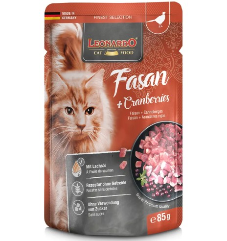 LEONARDO CLASSIC консервированный корм для кошек с мясом фазана и клюквой, в пакетике