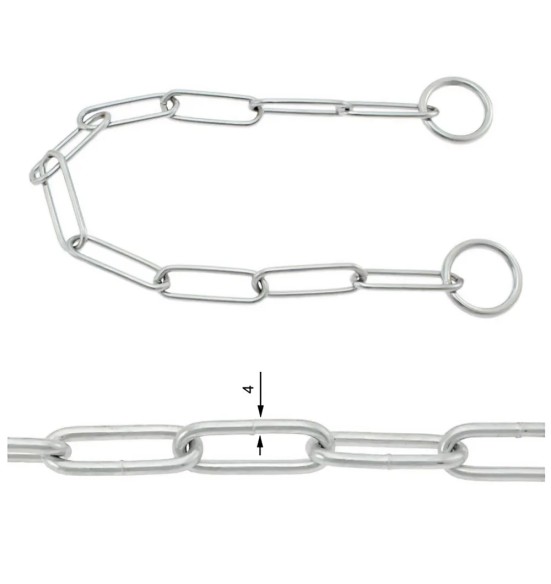 Ошейник-удавка из хромированной стали с длинным овальным звеном