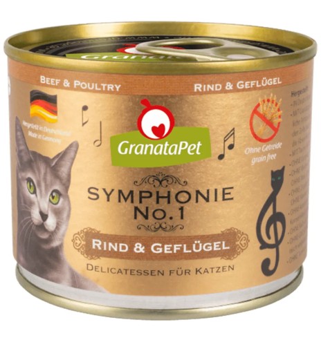 Symphonie No.1 беззерновой консервированный корм для кошек ГОВЯДИНА и ДОМАШНЯЯ ПТИЦА (GranataPet)