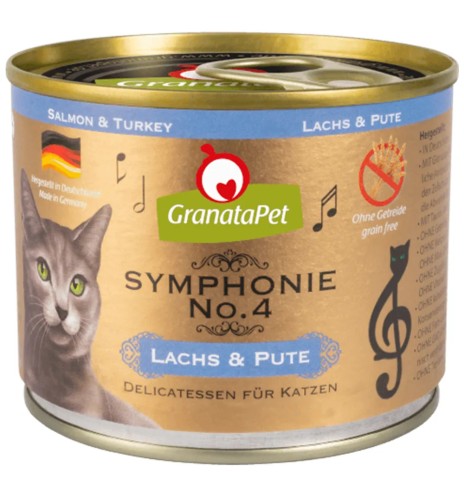 Корм консервированный Symphonie No.4 беззерновой для кошек ЛОСОСЬ и ИНДЕЙКА (GranataPet)