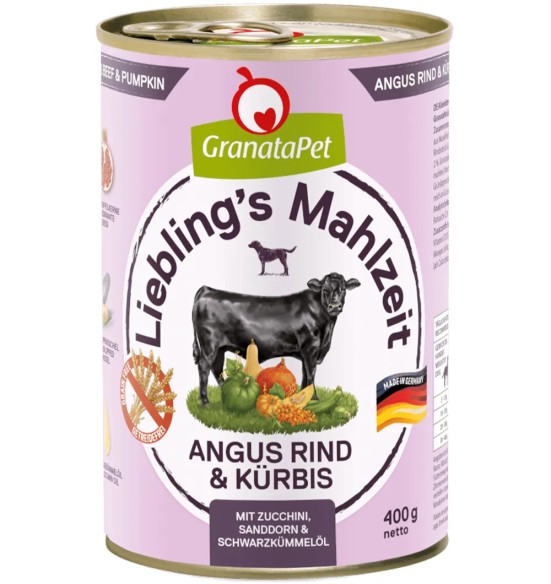 Консервы для собак Liebling´s Mahlzeit - ГОВЯДИНА с тыквой, кабачком и облепихой