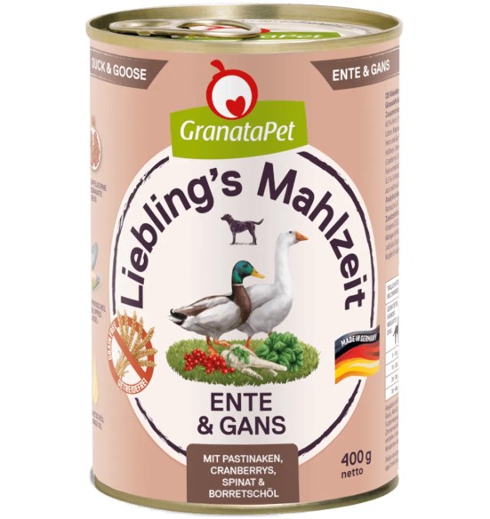 Liebling´s Mahlzeit TERAVILJAVABA konservtoit koertele PARDI- ja HANELIHAGA (65%) PASTINAAGI, JÕHVIKATE ning KURGIROHUÕLIGA